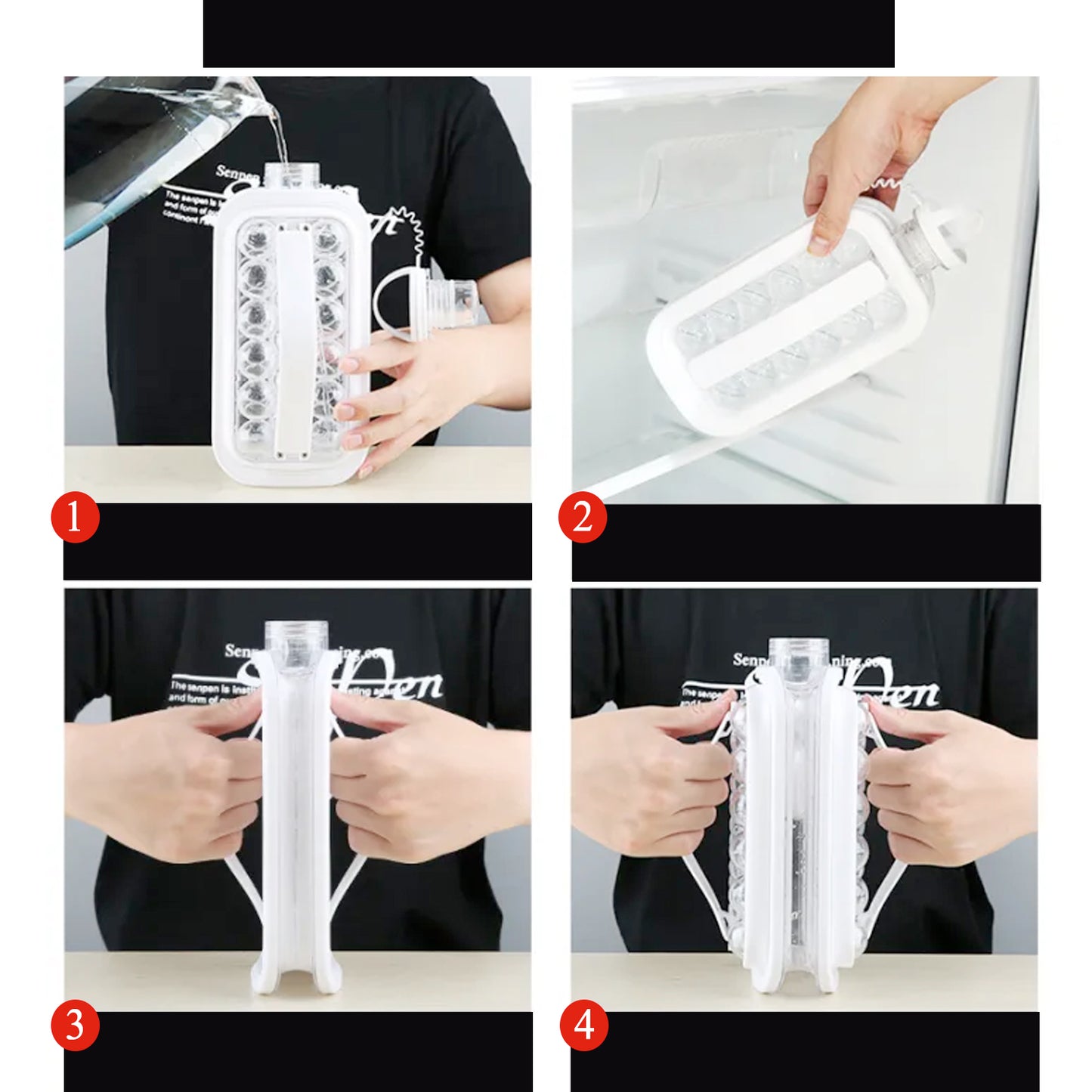 Foldable Ice Cube Mould with Lid | 2-in-1 Ice Tray & Bottle | 14 Ice Balls Maker
