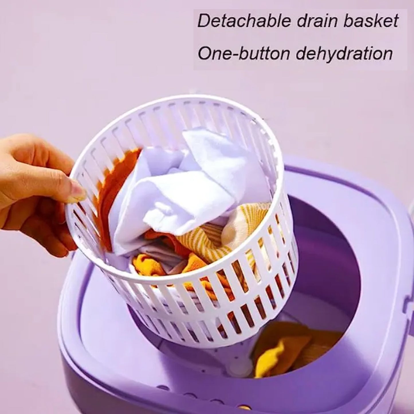 Foldable Mini Washing Machine with Drain Basket | Portable Washer for Travel | Compact Laundry Machine