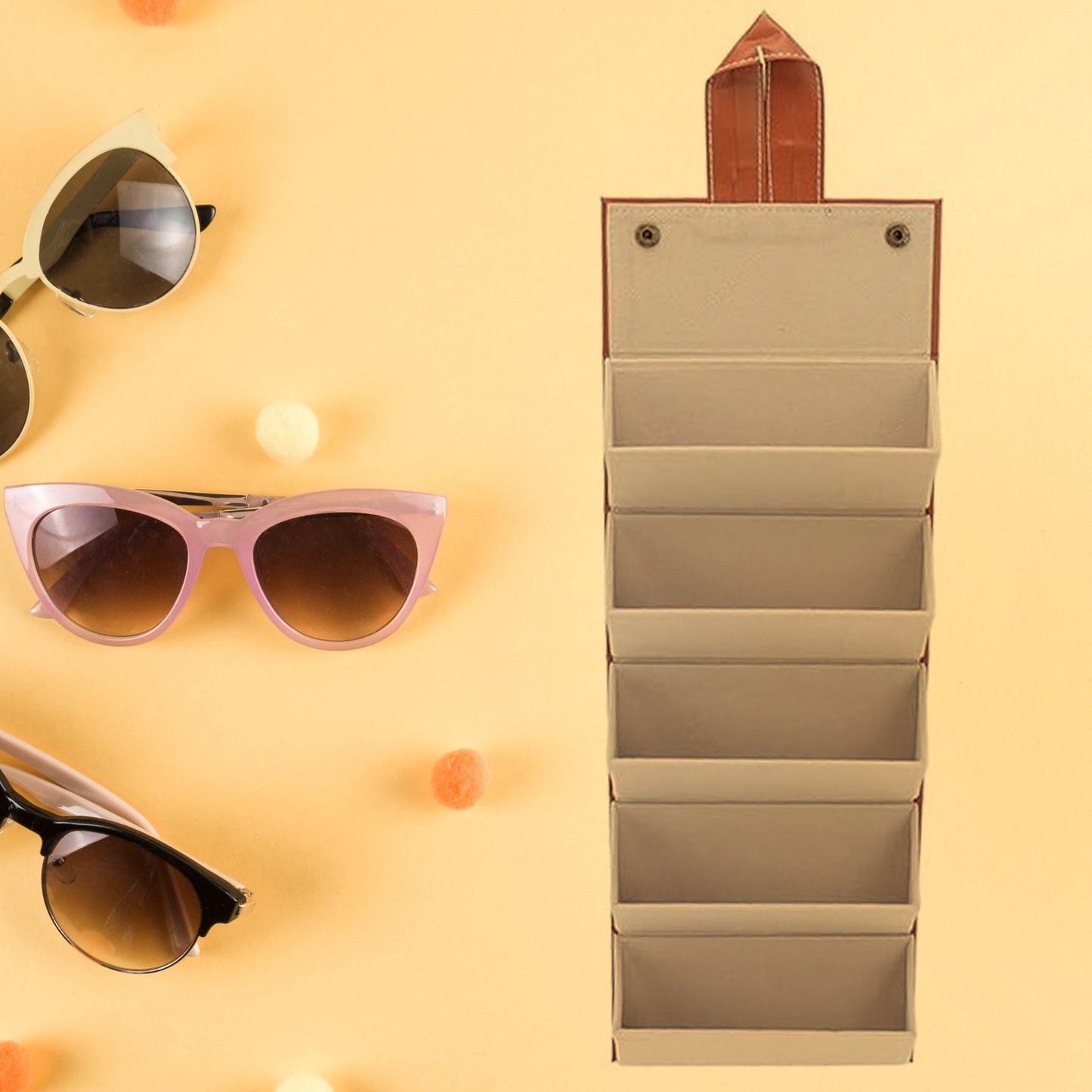 5 Slots Sunglasses Organizer Box -Foldable & Travel - Friendly (1 Pc)