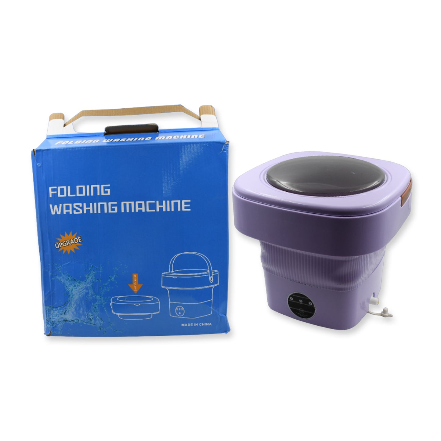 Foldable Mini Washing Machine with Drain Basket | Portable Washer for Travel | Compact Laundry Machine