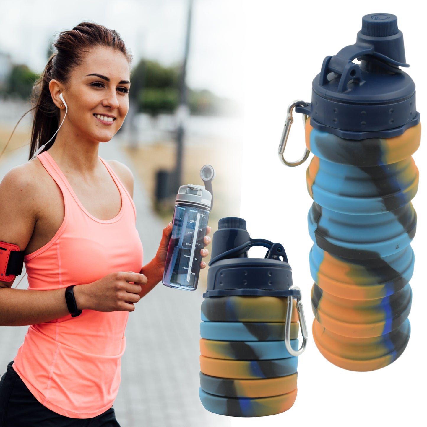 Foldable Water Bottle – BPA Free, FDA Approved, Food-Grade Silicone (1 Pc / 24 cm Foldable)