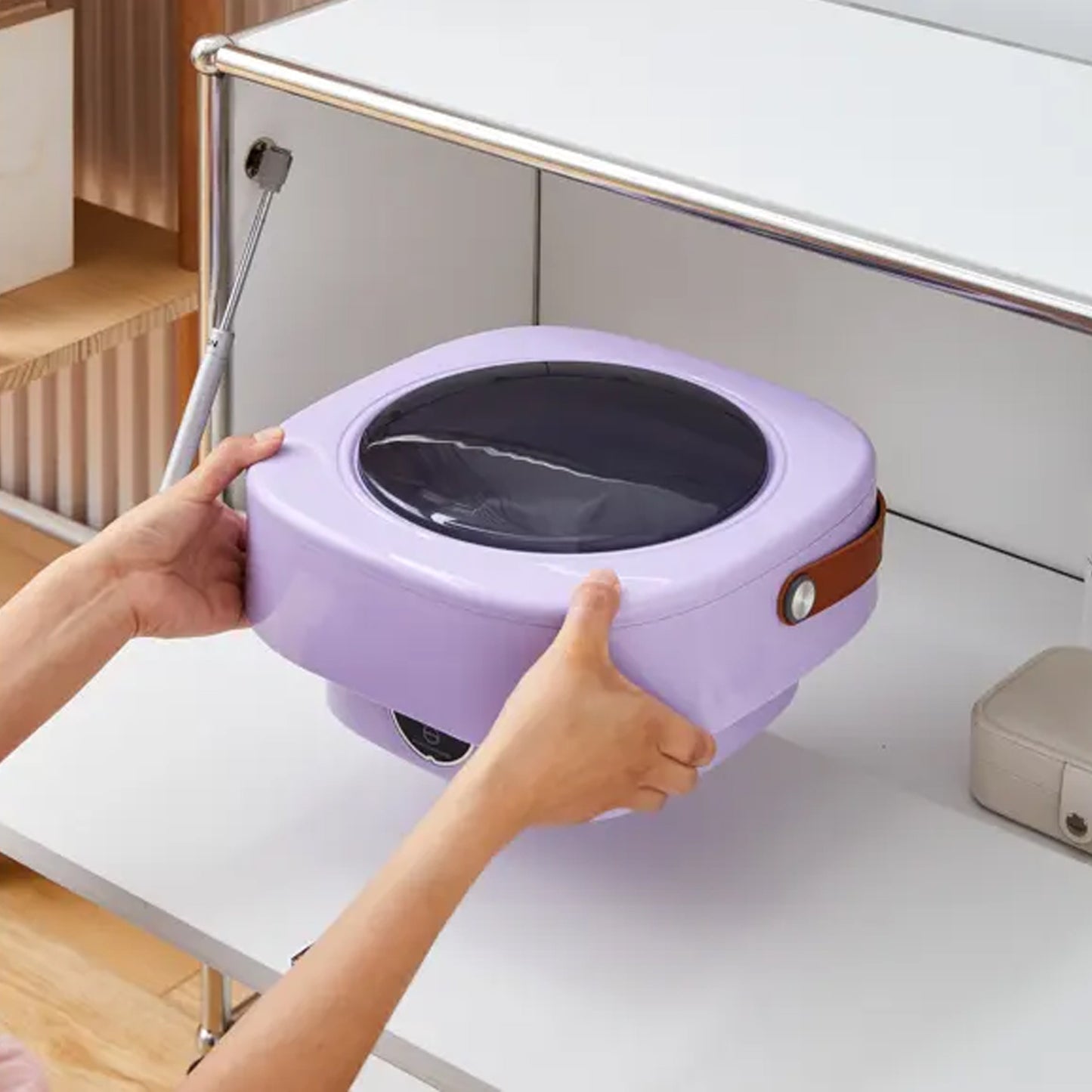 Foldable Mini Washing Machine with Drain Basket | Portable Washer for Travel | Compact Laundry Machine