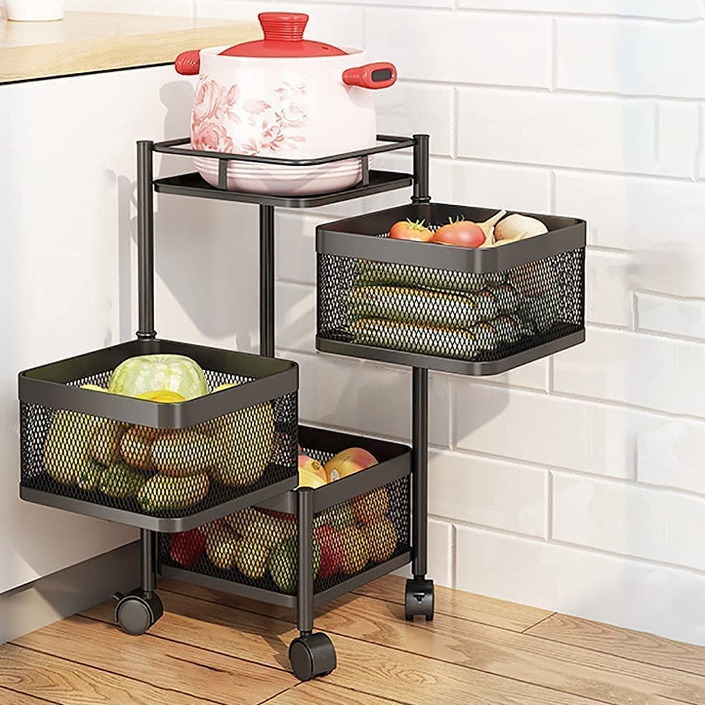 Metal Kitchen Trolley – 3/4 Layer Organizer with Wheels