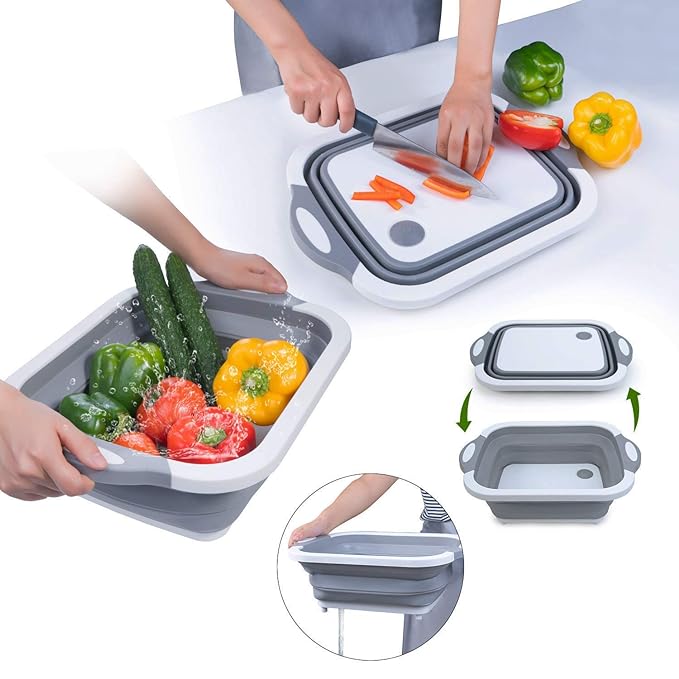 Collapsible Cutting Board With Dish Tub Basket