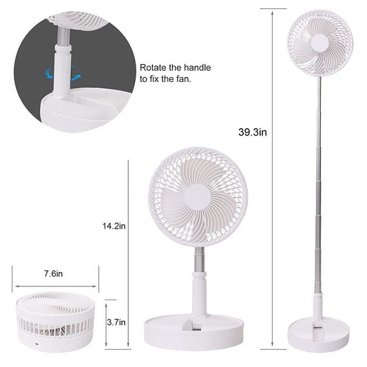 Telescopic Electric Desktop Fan – Height Adjustable, Foldable & Portable