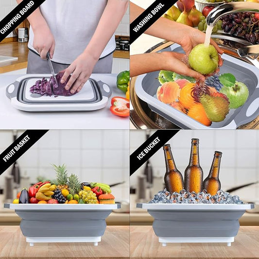 Collapsible Cutting Board With Dish Tub Basket