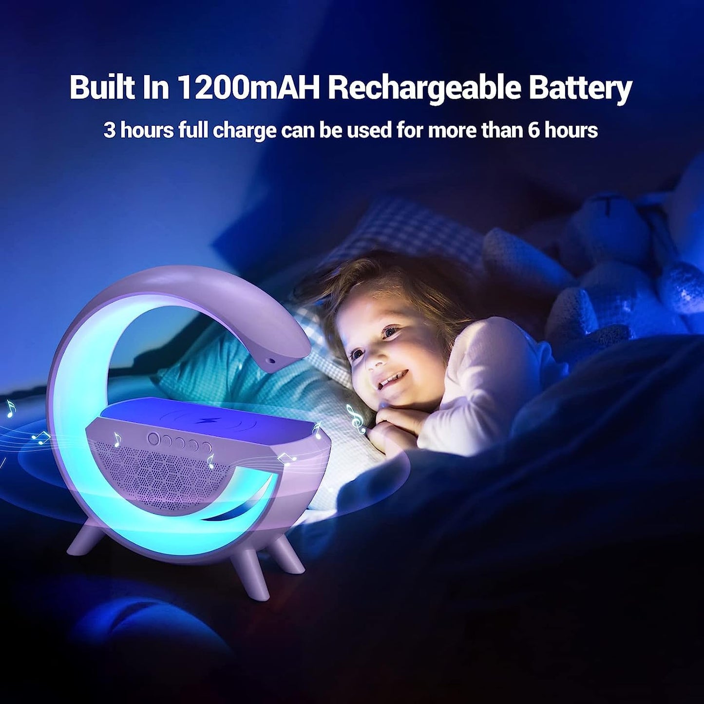 3-in-1 Multi-Function LED Night Lamp with Bluetooth Speaker &amp; Wireless Charging