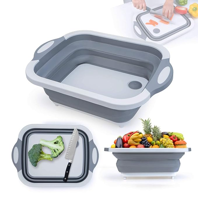 Collapsible Cutting Board With Dish Tub Basket