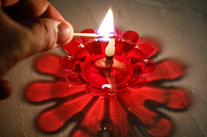 3D Reflection Diya Oil Lamp for Diwali Decoration Items for Home Set of 12