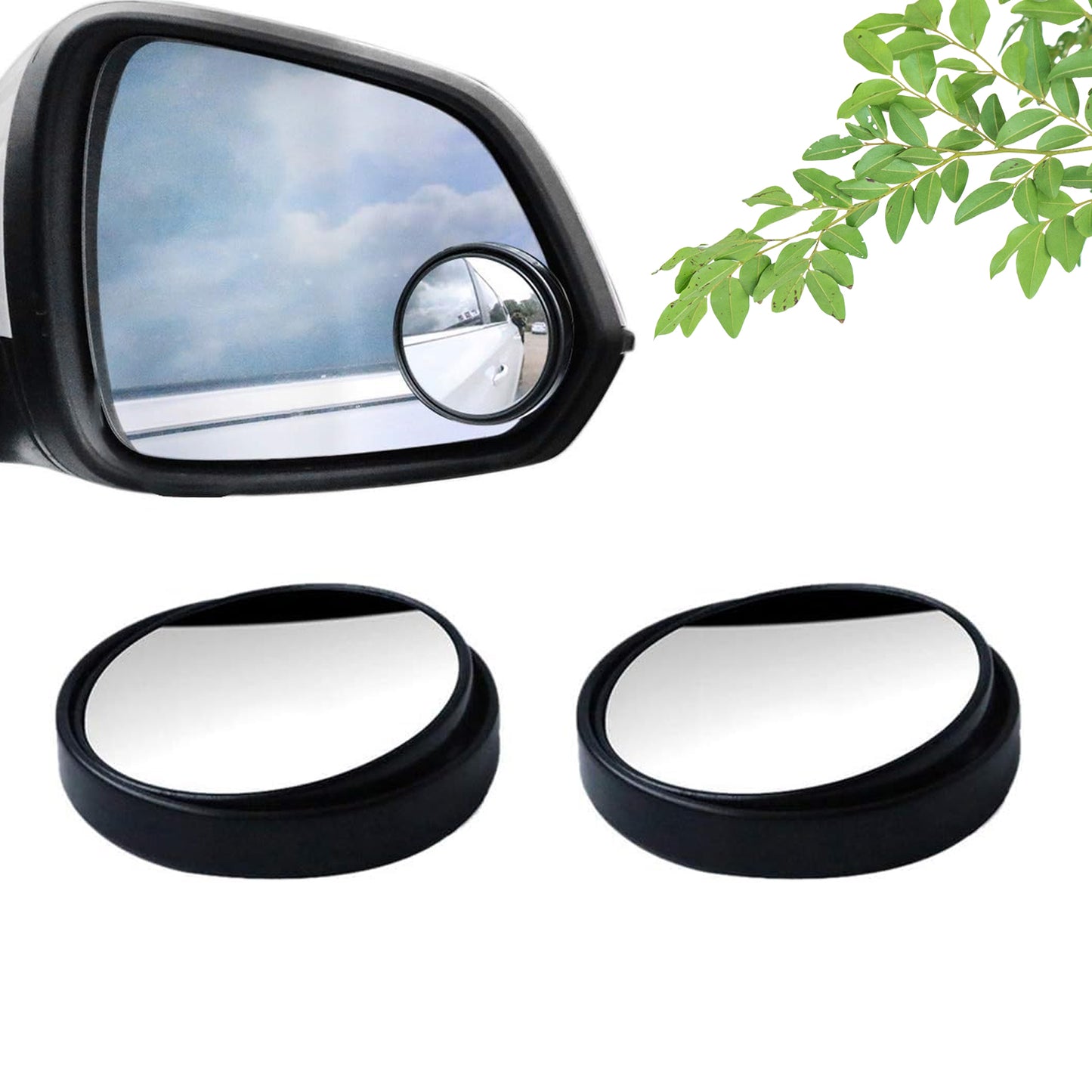 360degree Blind Spot Round Wide Angle Adjustable Convex Rear View Mirror - Pack Of 2