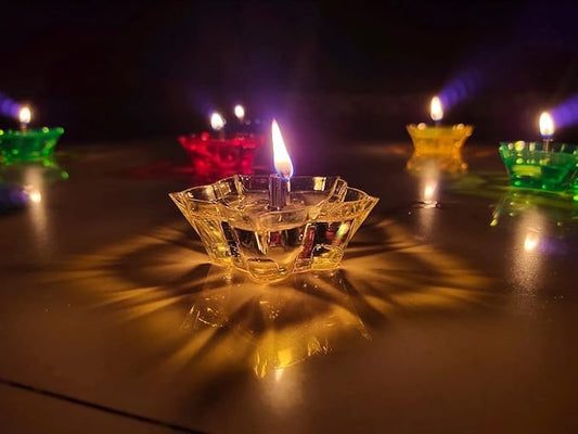 3D Reflection Diya Oil Lamp for Diwali Decoration Items for Home Set of 12