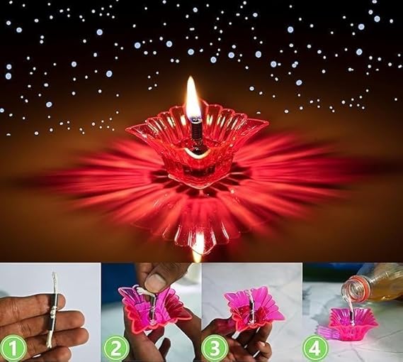 3D Reflection Diya Oil Lamp for Diwali Decoration Items for Home Set of 12